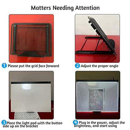 LIRUNQIU A2 Diamond Painting LED Light Pad Kit | Includes storage case, pens, stand, pad board. Ideal for adults, full drill diamond art. Complete 5D tool set. - size: A2