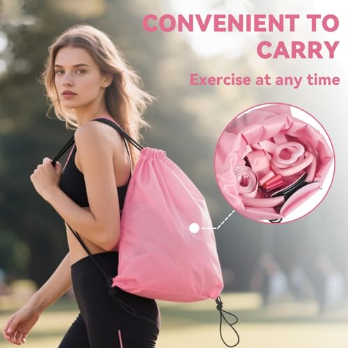 Pilates Ring Circle Set for Women, 17 Pcs Yoga Equipment Sets, with 14'' Yoga Ring, Massage Ball, Resistance Bands, Hip Thrust Belt, Hair Band, Anti Slip Socks for Legs Arms and Thighs - color: Pink
