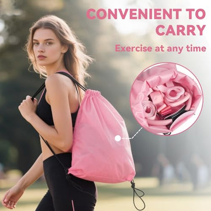 Pilates Ring Circle Set for Women, 17 Pcs Yoga Equipment Sets, with 14'' Yoga Ring, Massage Ball, Resistance Bands, Hip Thrust Belt, Hair Band, Anti Slip Socks for Legs Arms and Thighs - color: Pink