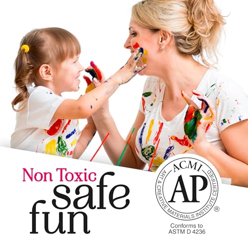 Positive Art Washable Paint for Kids, 12 Colors, 16 oz Bottles, Non-Toxic Tempera Paint Set for School and Classroom, Paraben-Free