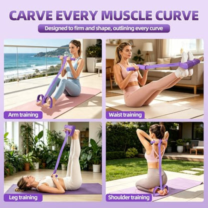 Multifunction 6-Tube Elastic Resistance Band with Foot Pedal, Elastic Pull Rope for Waist, Arm, Leg Stretching