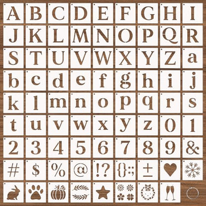 80 Pcs 3 x 3 Inch Alphabet Letter Stencils, Reusable Plastic Letter Number Symbol Drawing Template Kit for Painting on Wood, Wall, Fabric, Rock, Signage, Door Porch - style: Alphabet