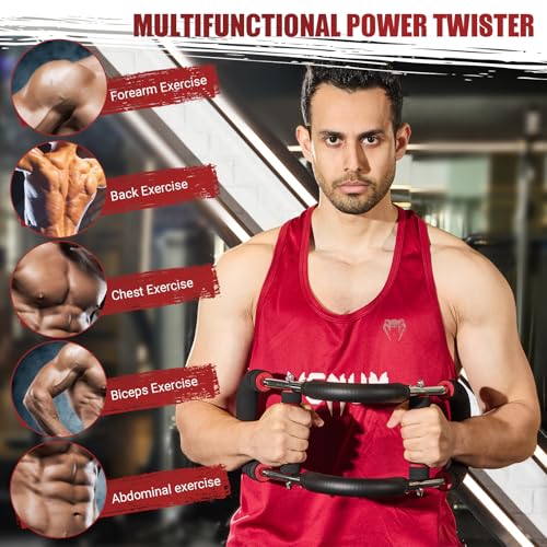 Twister Arm Trainer, 30-120 lbs Adjustable Chest Workout Equipment | 4 Spring & Poster for Men & Women, Detachable Power Twister Home Fitness Equipment for Enhancing Upper Body Muscle - color: Crimson