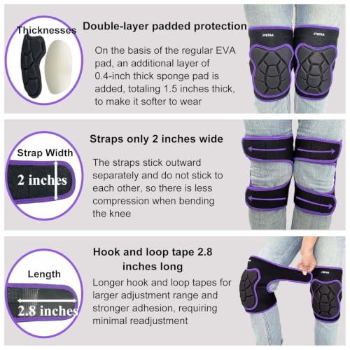 Gardening Knee Pads for Women, Thick Cushion with Straps, Purple XL, 1 Pair - color: Bear Purple, size: X-Large