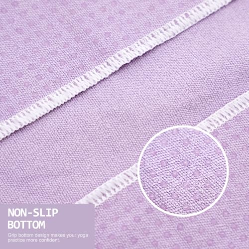 Eunzel Hot Yoga Towel - Microfiber Non Slip Yoga Mat Towel with Grip Dot Sweat Absorbent Towel for Hot Yoga, Pilates and Fitness 72" x 24", Taro Purple/White - color: Taro Purple/ White