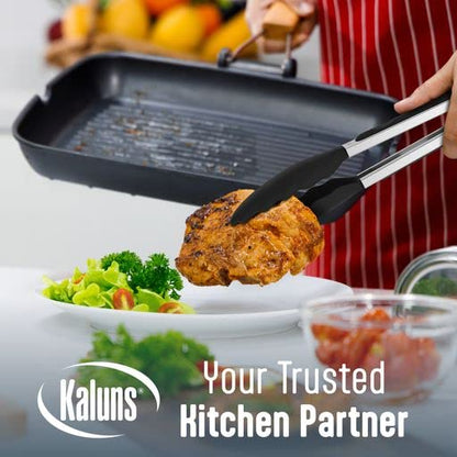 Kaluns Silicone Spatula Set, 4 Rubber Spatulas 600°F Heat Resistant, Nonstick Seamless Design with Stainless Steel Core, Dishwasher Safe, BPA free, Bonus Tongs Included - color: 4 Pcs + Tongs Black