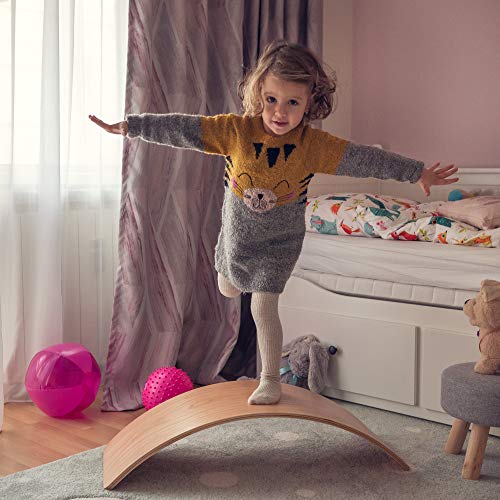 NUTTY TOYS Montessori Wooden Wobble Board for Kids & Adults -100% Natural Wood Balance Board, Waldorf Toddler Balancing Toy, Unique Boy Girl Open Ended Toy Best Valentines Day & Easter Gifts Idea 2026 - size: Large