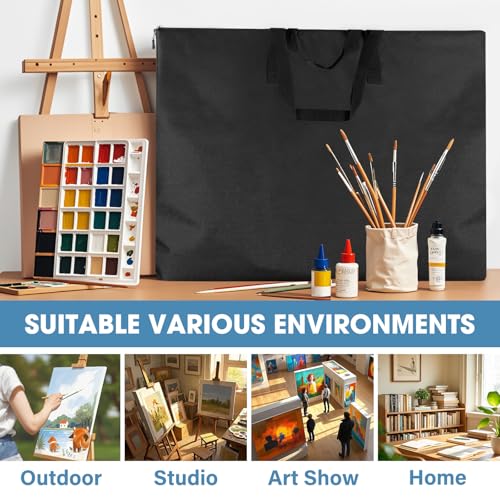 ZKOO Light Weight Art Portfolio Bag, 36 x 48 Extra Large Art Portfolio Case Light Weight Waterproof Poster, Studio Collection Tote for Artwork, Poster, Sketch Drawing, Canvas (36"*48"-Black) - size: 36"*48"-Black