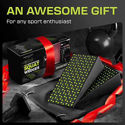 Flexelent Heel Elevated Squat Wedge Block Pair, 17° Angle, Bag Included - color: Lime Green