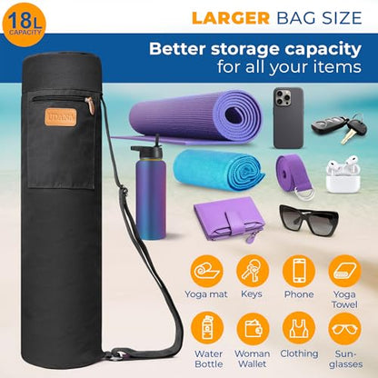 UDANA Canvas Yoga Mat Bag for Women & Men, Full-Zip Carrier with 3 Pockets & Adjustable Strap, Stylish Gym & Pilates Bag – Available in Multiple Sizes