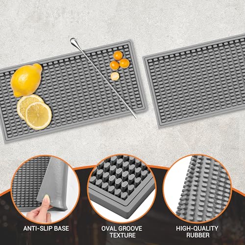 ZJWZLG Bar Mat 5.9"x11.8"(2Pcs) Non-Slip Rubber Bar Mat, Spill Proof & Flat Design,Easy to Clean Textured Surface for Home Bar,Coffee Station, Bartending - Protects Countertops & Glassware(Gray). - color: Gray, size: 6" x 12"