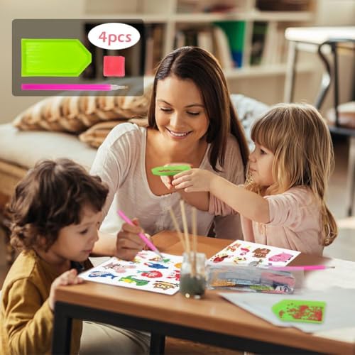 Labeol Diamond Art Kits for Kids Boys and Girls Ages 6-8-10-12 Easy to DIY Creative Diamond Art Sticker Craft by Numbers Kits for Kids and Adult Beginners (Colorful Animal) - style: Colorful animal