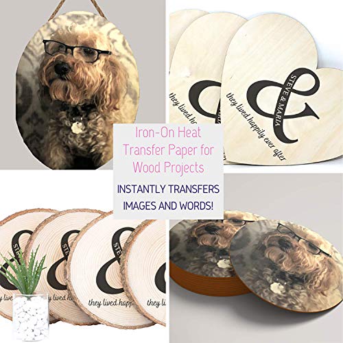 NuFun Activities Heat Transfer Paper for Wood, 8.5x11in, 50 Sheets 8.5x11 | Long-Lasting & Durable, Easy DIY Iron-On, Non-Toxic, For Wood Crafting