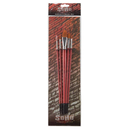 SoHo Urban Artist Value Brush Sets - Set of 5 Professional Brushes for Painting, Beginners, Artists & More! - Acrylic Set - color: Acrylic