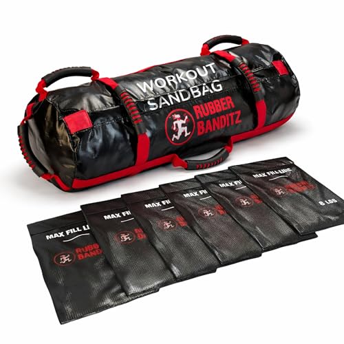 Rubberbanditz- Extra Large Fitness Sand Bag for Workout | Heavy Duty Sand Bags Weights for Crossfit, at Home Workouts, Cross-Training, Conditioning and Exercise - color: Large (120 lbs)