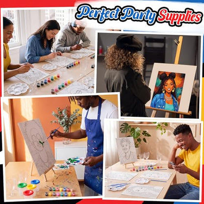 Sherr 96 Pcs 12 Sets Pre Drawn Canvas Kit for Painting Craft Sip and Paint Kit for Adults Pre Printed Canvas Painting Favor for DIY Birthday Gifts Adult's Date Party, 8 x 10 Inch (Gentlemen and Lady) - style: Gentlemen and Lady