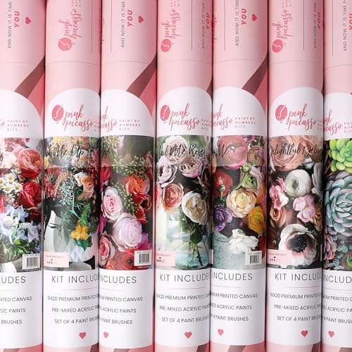 Pink Picasso Paint by Number Kit, Adults & Teens,16x20, Happily Hydrangea | Botanical Floral Collection, Acrylic Paints and Brushes included, Pre-printed high quality canvas, DIY art kit, Gift-ready - color: Happily Hydrangea
