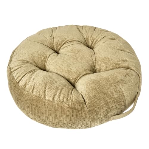 Floor Pillow Cushion for Adults Sitting | Large Meditation Cushion Pillow with Handle for Tatami Living Room or Yoga (1, Round, Light Army Green, 22 x 22 x 6 inches) - color: Round Light Army Green