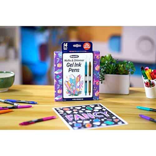 Crayola Gel Ink Pen Marker Set, 14 Matte & Glitter Pens, Gel Pens for Coloring, Fine Point, Gift for Kids & Teens, Ages 4+ - size: 1 Count (Pack of 1), style: Gel & Ink