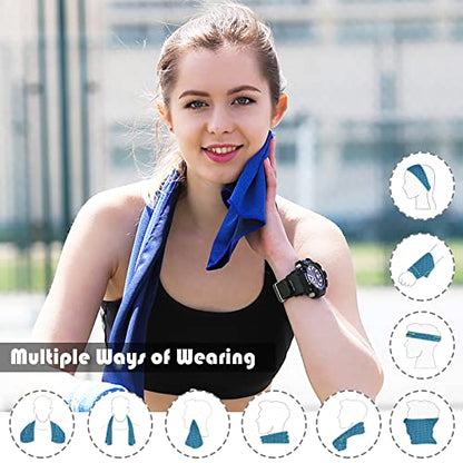 Pack of 20 Cooling Towel 40x12'' Ice Towel for Neck and Face Microfiber Chilly with Bag Breathable Yoga Gym Stay Cool Towels Sweat Rag for Workout Running Camping Pilates Beach, Dark Blue - color: Dark Blue