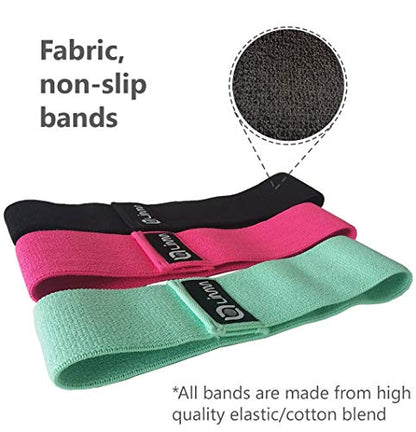 Fittest Pro by Limm Resistance Bands for Legs and Butt, Fabric Exercise Loop Bands Yoga, Pilates, Rehab, Fitness and Home Workout, Strength Bands for Booty - color: Black Leg Bands - Large - 16 inches