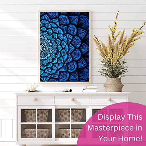 Modern Merch Mandala Diamond Art Kits for Adults, Blue and Black Pattern 5D Diamond Painting for Adults, DIY Mandala Wall Art, Cross Stitch Pattern Gem Art, Full Round Drill 12x16 - color: Blue Mandala