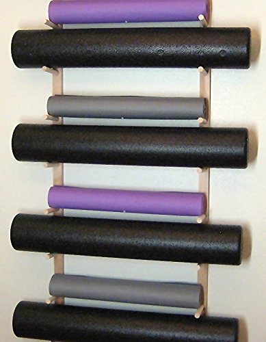 Sportify Classy Wood Foam Roller & Yoga Mat Storage Rack. Holds 4, 8, 12 etc. Modular (Sold by The Pairs and no. of Pairs You get Determines no. of mats/Rollers You Hold). Easy Wall Mount & Hardware.