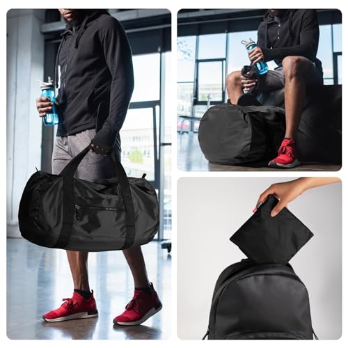 pack all Lightweight Travel Duffel Bag, 45L Foldable Weekender Bag | Ultralight, Packable, Water-Resistant, Tear-Resistant Nylon, YKK Zipper, Luggage Sleeve, For Travel, Camping, Gym, Black - color: Black, size: 45L