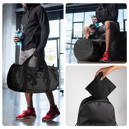 pack all Lightweight Travel Duffel Bag, 45L Foldable Weekender Bag | Ultralight, Packable, Water-Resistant, Tear-Resistant Nylon, YKK Zipper, Luggage Sleeve, For Travel, Camping, Gym, Black - color: Black, size: 45L