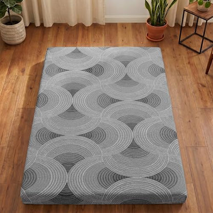 Japanese Floor Mattress,3.5" Thicken Futon Mattress Tatami Mat Full | with Non-Slip Bottom,Removable Washable Cover,Foldable Mattress Tatami Mat Sleeping Pad,Grey Geometric,(80’‘x48'') - color: Ma1-grey Geometric, size: Full (80" X 48")