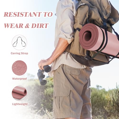 BalanceFrom 1-inch Thick 71x24 Inches Extra Thick Exercise Yoga Mat - color: Pinkish
