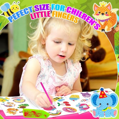 Labeol Diamond Art Kits for Kids Boys and Girls Ages 6-8-10-12 Easy to DIY Creative Diamond Art Sticker Craft by Numbers Kits for Kids and Adult Beginners (Colorful) - style: Colorful