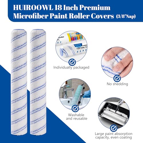 18 Inch Microfiber Paint Roller Covers, 3/8" Nap, 2 Pack - size: 18 Inch Paint Roller Kit, 2 Pack