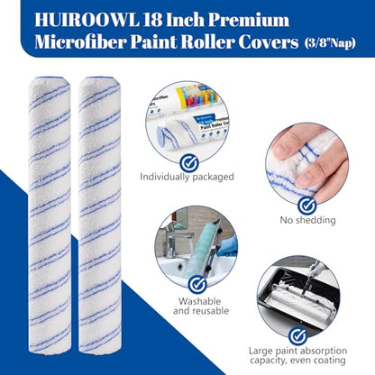 18 Inch Microfiber Paint Roller Covers, 3/8" Nap, 2 Pack - size: 18 Inch Paint Roller Kit, 2 Pack