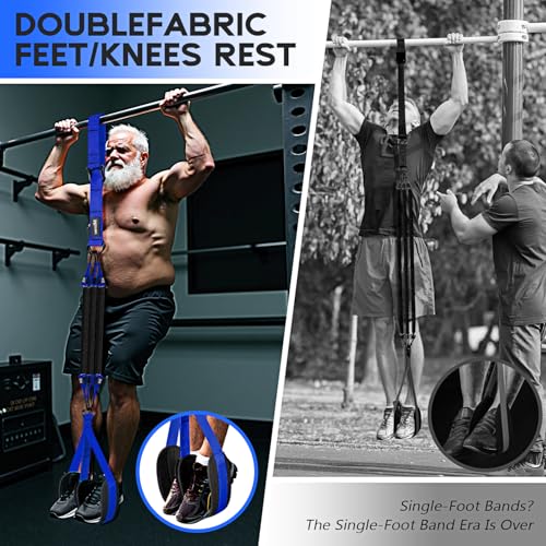 HOXWC Pull Up Assistance Bands, Adjustable Heavy Duty Resistance Band for Pull Up, 3 Pull Up Bands, Comfortable Fabric Feet/Knee Rest, Assistance Bands for Pull-Up, Home Fitness, Body Stretching - color: Blue Pull-Up Bands