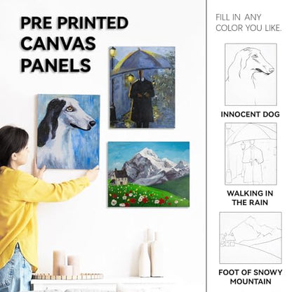 Inburit Art Acrylic Paint Set for Adults & Kids with Canvas Easel | Deluxe Art Supplies Kit with 18 Vibrant 22ml Acrylic Paint Tubes, 6 Canvas Boards, 8 Brushes, Portable Desktop Wood Easel - color: 36PCS+18Colors/22ml