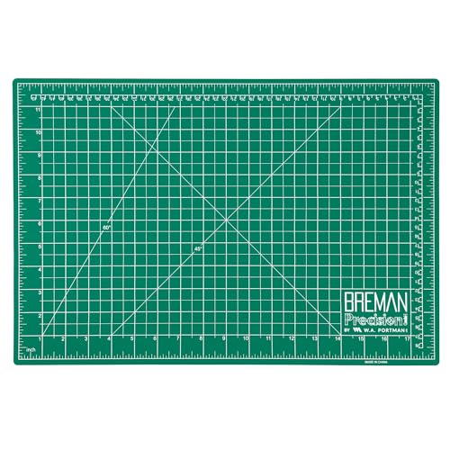 Breman Precision 12x18 Inch Self Healing Cutting Mat – 2-Sided 5-Ply PVC Green/Black Cutting Mats for Crafts, Sewing, Quilting & DIY Projects with Durable Non-Slip Surface & Precise Grid Lines - color: Green/Black, size: 12x18