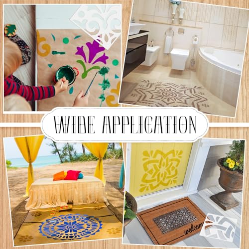 Watersay 6 Set Diwali Large Rangoli Stencil 11" x 11" Reusable Plastic Mandala Painting Stencil Indian Traditional Festival Painting on Wood Floor Wall Tile Fabric Furniture DIY Craft(Classic Style) - style: Classic Style