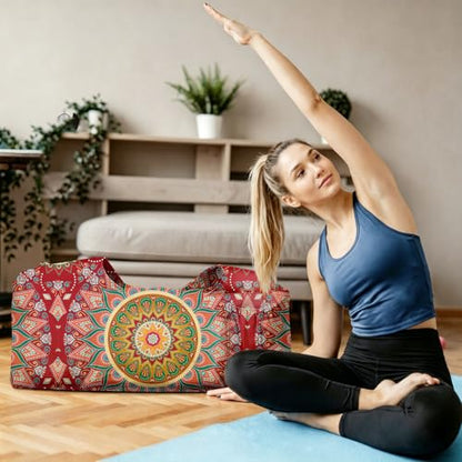 Yoga Mat Bag Large Yoga Bag and Carrier with Strap Zipper and Pockets Fits All Your Stuff Yoga Tote Pilates Bags for Women Fit Most Size Mats - color: Red