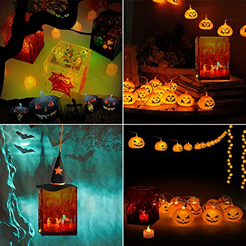Christmas Halloween Lantern Resin Mold Set, Halloween Silicone Epoxy Molds | 3D Candle Holder Casting Molds with Ghost Pumpkin Witch Spider Pattern, DIY Holiday Home Decoration Resin Crafts Gift