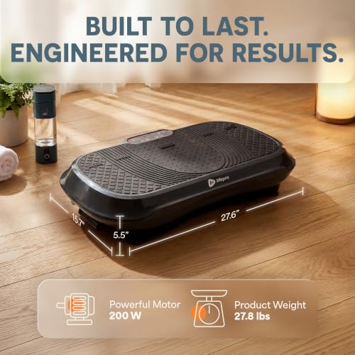 Lifepro Waver Vibration Plate Exercise Machine with 99 Speeds & 10 Presets | Resistance Bands, Non-Slip Surface, 330 lbs Capacity — Vibration Plate for Lymphatic Drainage, Body Toning, Full-Body Workout - color: Black