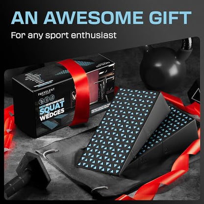 Flexelent Heel Elevated Squat Wedge Block Pair, 17° Angle, Bag Included - color: Light Blue Sky