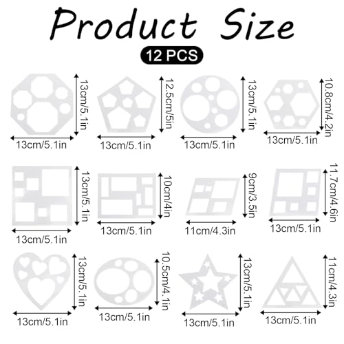 12 Pcs Drawing Stencil Geometric Stencils Circle Square Heart Star Template Set for Painting Basic Shape Tracing Stencils Simple Drawing Stencils for Classroom Painting DIY Craft - size: Small