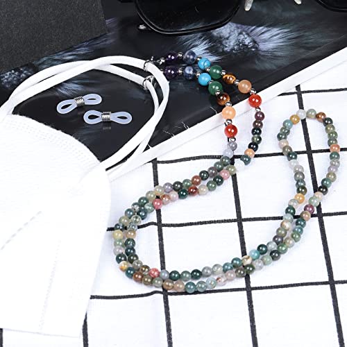 TUMBEELLUWA Reiki 7 Chakra Stone Beads Eyeglasses Chain for Women Men - color: Colourful