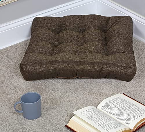 Klear Vu Gripper Non-Slip Floor Cushions for Adults, Extra Thick Square Meditation Pillow, Ideal for Yoga, Seating or Lounging, 21"x21", 1 Count, Chestnut - color: Chestnut