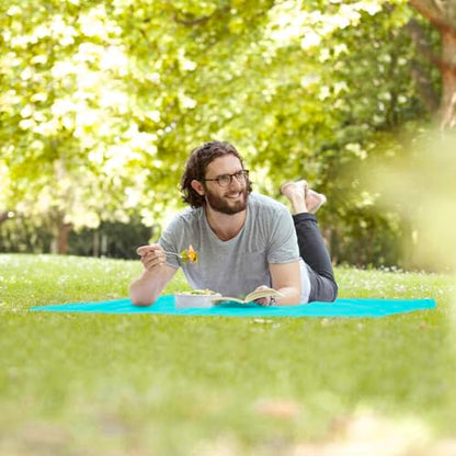 Pocket Picnic Blanket, Small Picnic Blanket 43x27" 1.27oz Blue 1 Person - color: Blue (Grey Pack), size: 43x27″