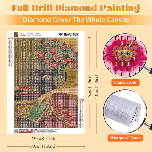 GUMITOON Diamond Art Kits for Adults-Pink Bow Full Drill Diamond Dots Paintings for Beginners, Round 5D Paint with Diamonds Pictures Gem Art Painting Kits DIY Crafts Kits 12"x16" QCY-149 - color: QCY-162