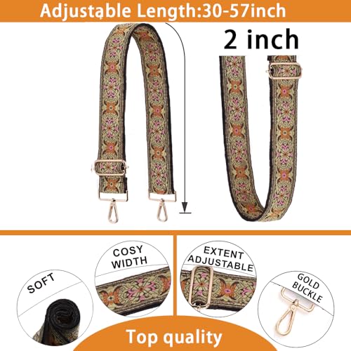 S-Jacorry Purse Strap Replacement Crossbody Wide Shoulder Strap Adjustable Canvas Straps Handbag Strap Replacement Belts - color: Gold Buckel-911