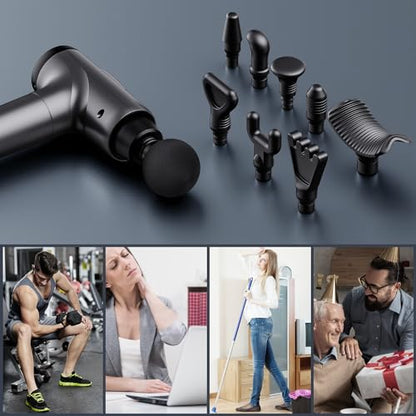 OLsky Massage Gun Deep Tissue 30 Speeds 9 Attachments Handheld (Grey) | Electric Muscle Massager, High-intensity Percussion, Massage Device for Pain Relief, Quiet and Powerful, Ideal for Recovery - color: Grey