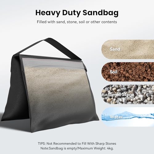 4 Pack Sandbags Heavy Duty Weight Bags with 8 Bags & 4 Hooks
